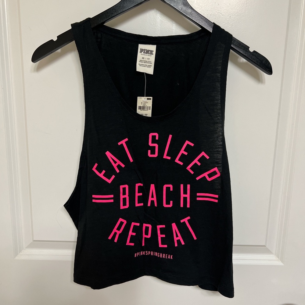 NWT Victoria’s Secret PINK black & pink tank top size XS